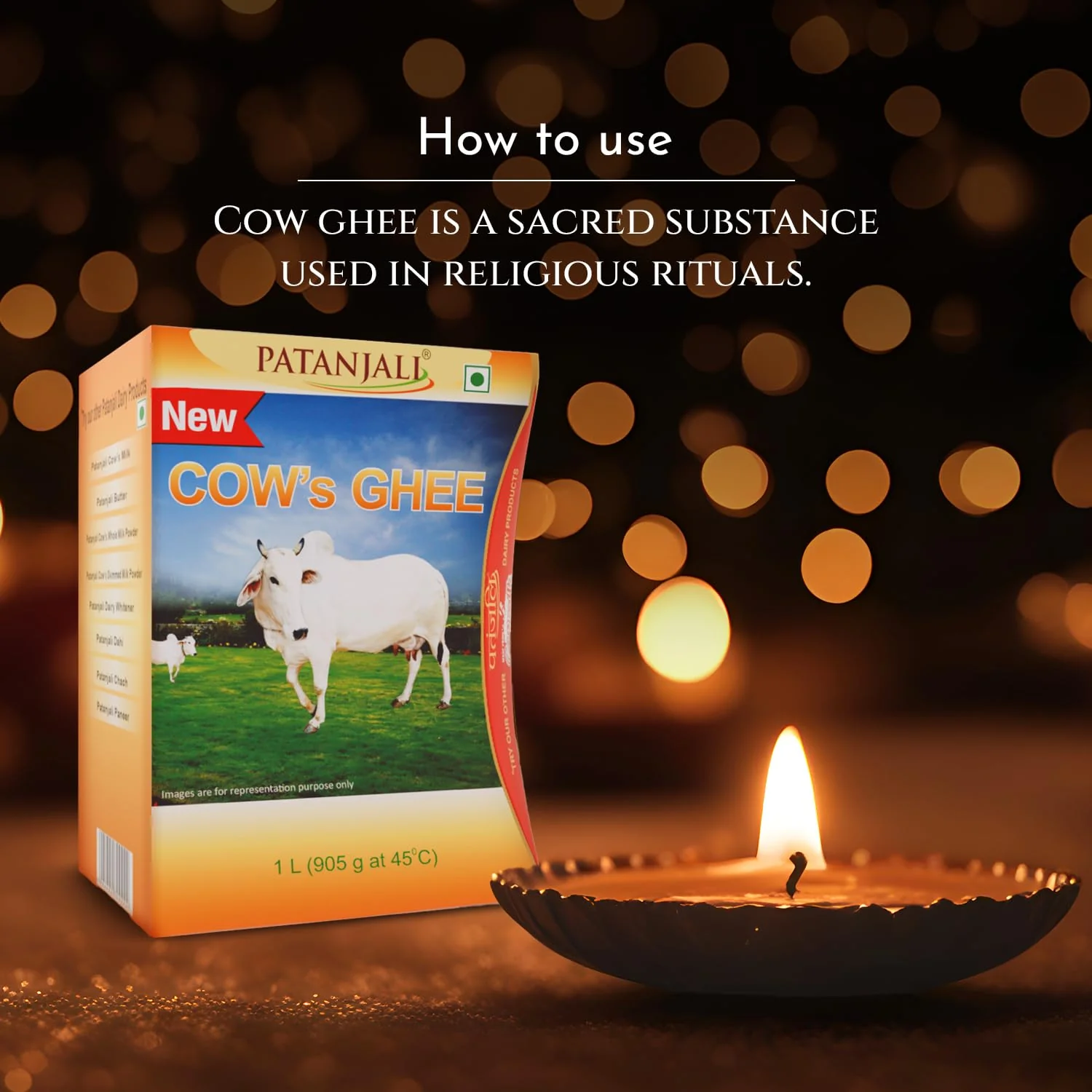 100% Natural Cow'S Ghee By Patanjali | High In Vitamins A, D & Healthy Desi Ghee Good For Dishes | (1 Litr) 33.8 Ounce | Box Pack - Image 5