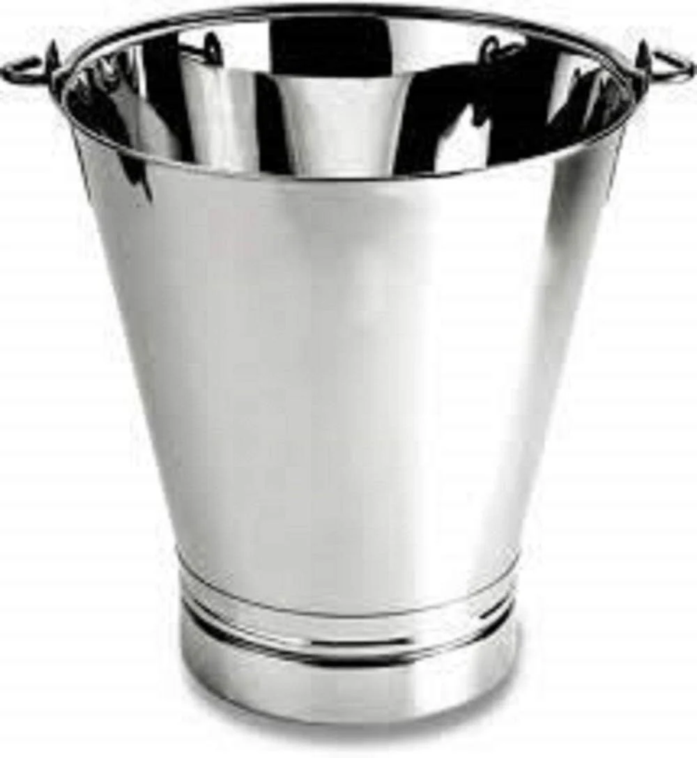 Silver Stainless Steel Bucket With Handle - 9 Liters | Multipurpose Balti With Handle For Kitchen Home - Non Joint & Leak Proof - Image 3